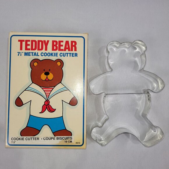 Gingerbread Boy & Teddy Bear Vintage 4.5" Metal Cookie Cutters - Picture 3 of 3